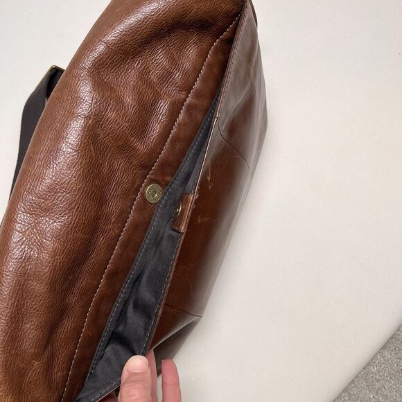 Fossil Leather Laptop Messenger Bag Brown Crossbody Shoulder Work Satchel Preppy - Picture 9 of 16
